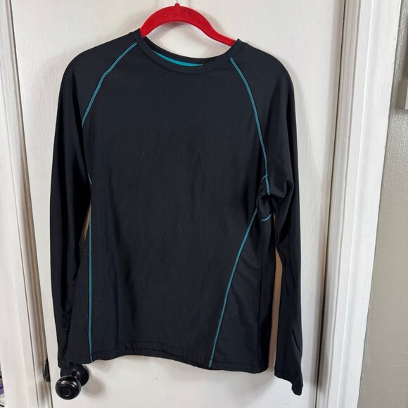Layer 8 Performance Qwick-Dry Long Sleeve Base Layer Top – Black with Teal - Picture 2 of 7
